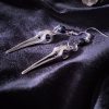 Birdskull Earrings - Black Glass & Small Ring - Image 9
