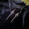 Birdskull Earrings - Black Glass & Small Ring - Image 14