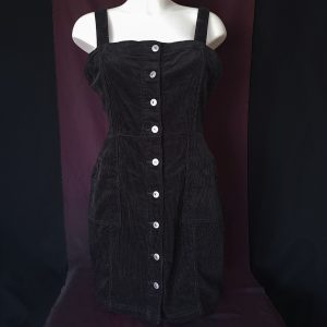 Black Pinafore Dress with Buttons