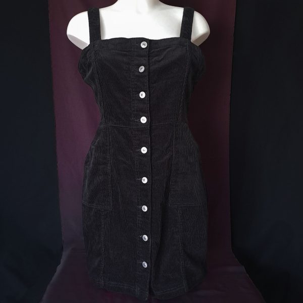 Black Pinafore Dress with Buttons