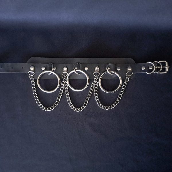Choker with 3 Hoops and Chains Black - Image 5