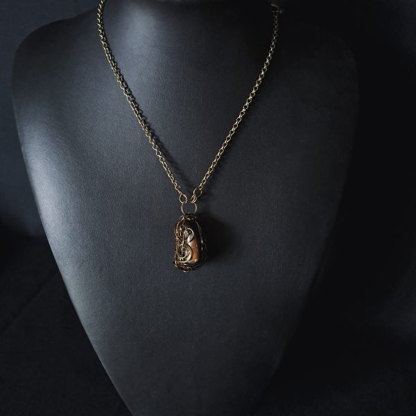 Wire Wrapped Tiger Eye Stone Pendant - Image 4