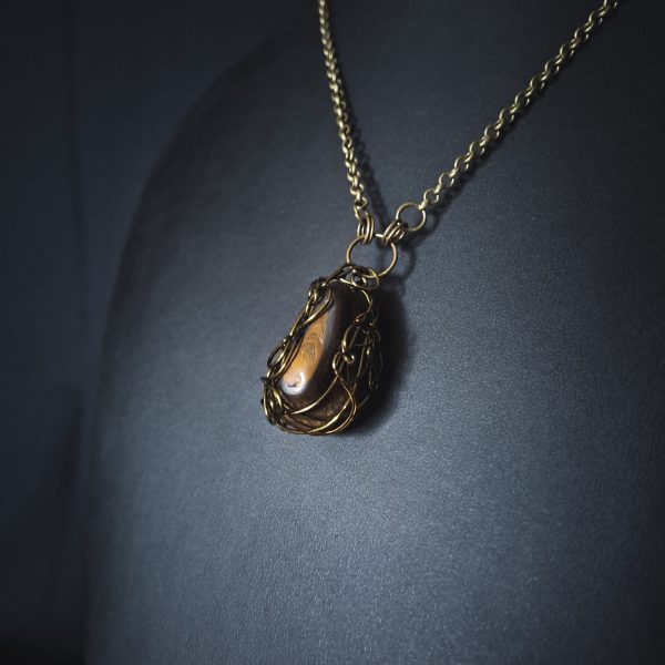 Wire Wrapped Tiger Eye Stone Pendant - Image 2