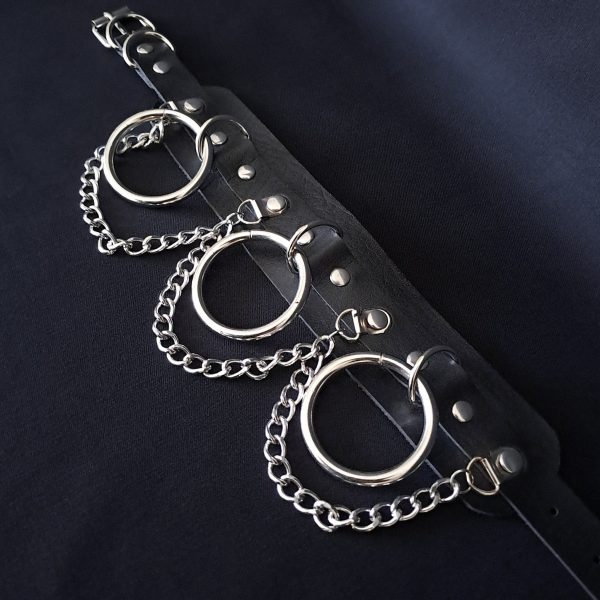 Choker with 3 Hoops and Chains Black - Image 6