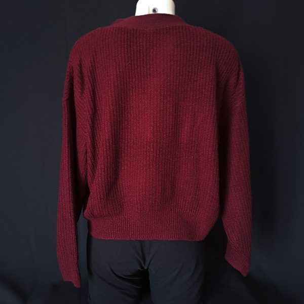 Lace-Up Burgundy Knit Sweater - Image 2