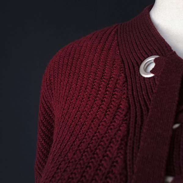 Lace-Up Burgundy Knit Sweater - Image 5