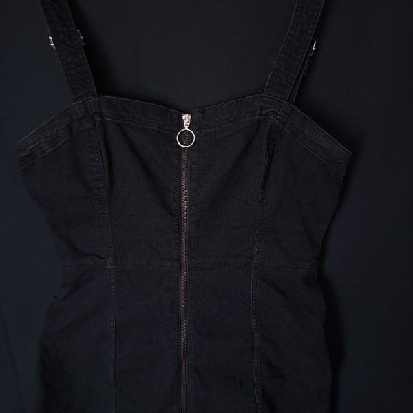 Black Pinafore Dress with Zipper - Image 9