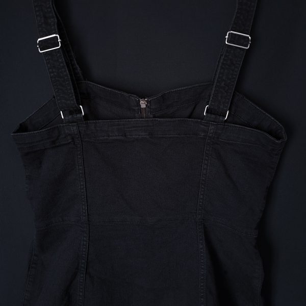 Black Pinafore Dress with Zipper - Image 8
