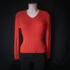 Ribbed Knit V-Neck Sweater - Pumpkin Orange - Image 3