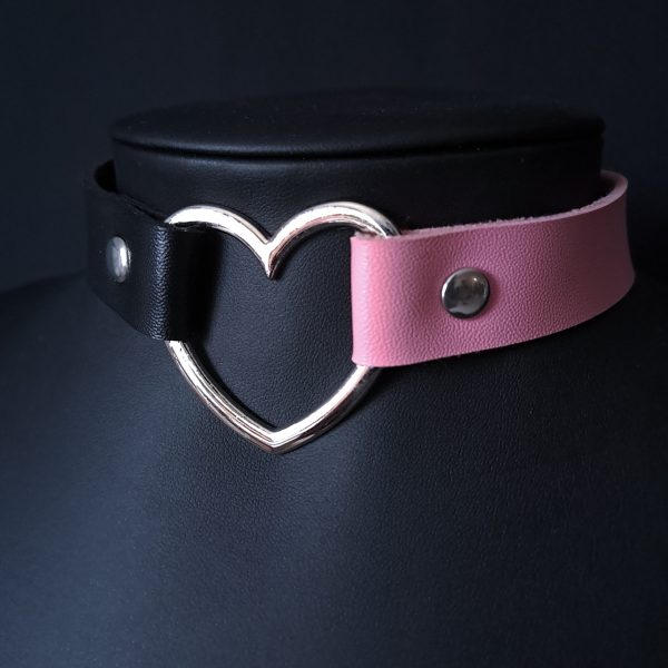 Heart Choker - Half Pink Half Black - Image 3
