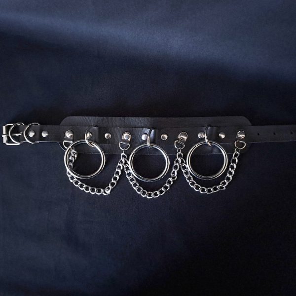 Choker with 3 Hoops and Chains Black - Image 4