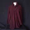 Burgundy Fleece Cape Coat with Buttons