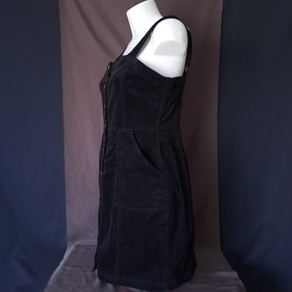 Black Pinafore Dress with Buttons - Image 5