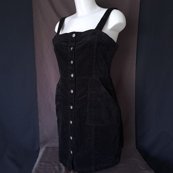 Black Pinafore Dress with Buttons - Image 4
