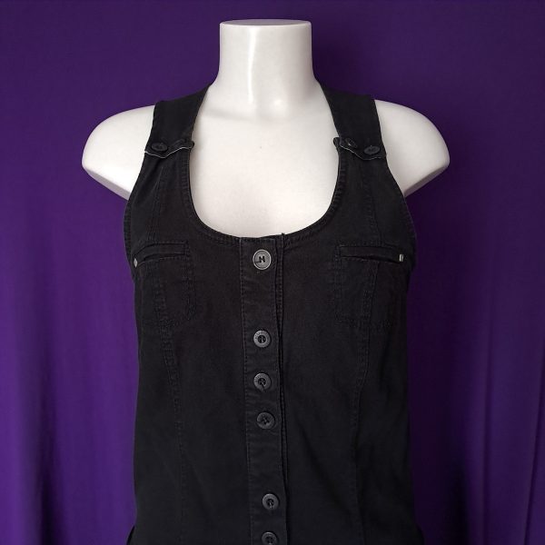 Black Denim Pinafore Dress - Image 2