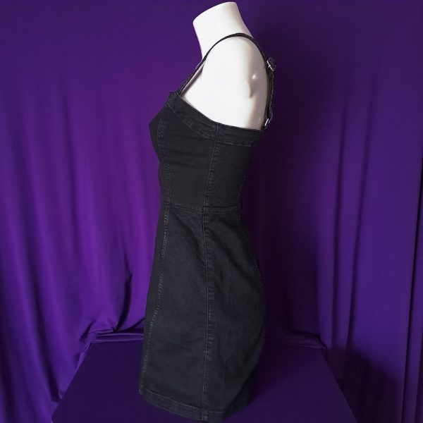 Black Pinafore Dress with Zipper - Image 5