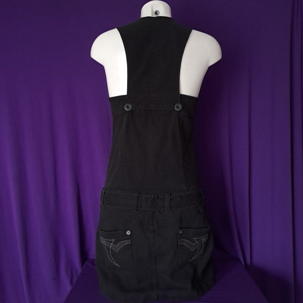 Black Denim Pinafore Dress - Image 8