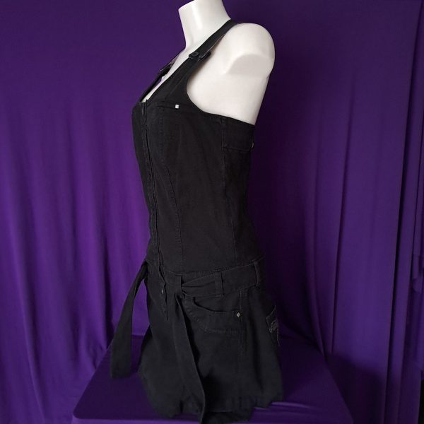 Black Denim Pinafore Dress - Image 6