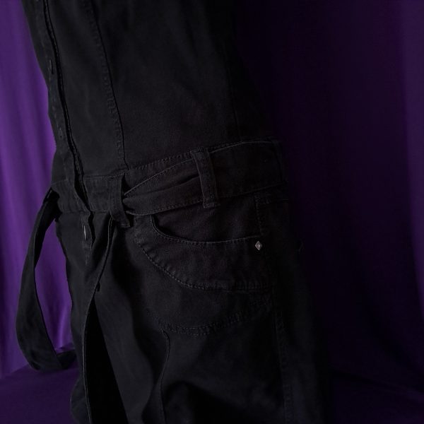 Black Denim Pinafore Dress - Image 5