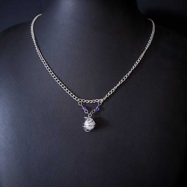 Elven Pearl Necklace - Pearl & Purple Crystals - Image 12