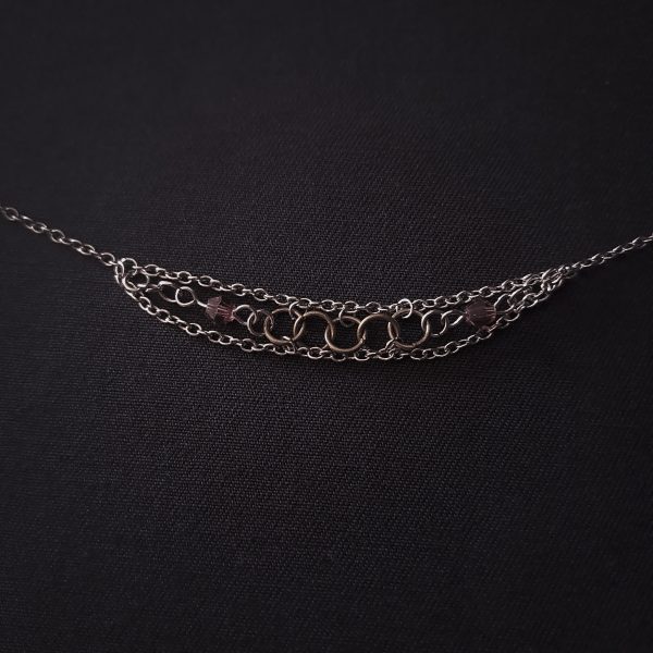 Bracelet - Chains, Copper Rings, Purple Crystals - Image 6