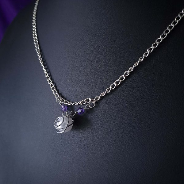 Elven Pearl Necklace - Pearl & Purple Crystals - Image 4