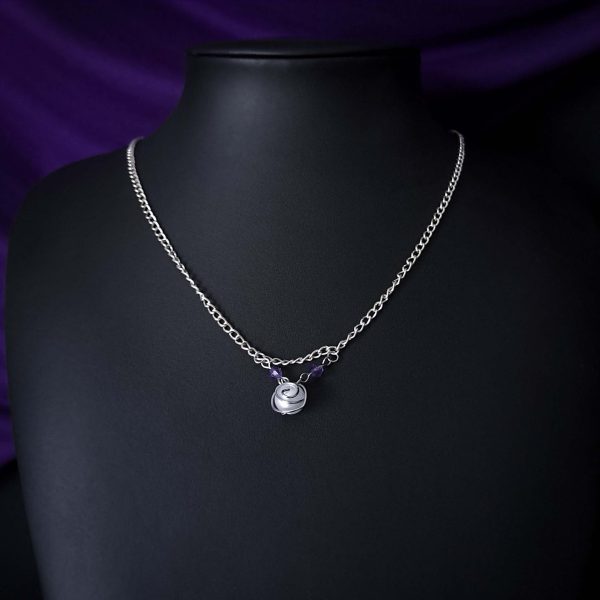 Elven Pearl Necklace - Pearl & Purple Crystals - Image 3