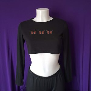 Long-sleeve Crop Top - Butterflies