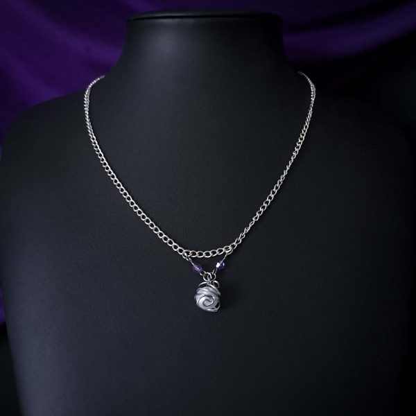 Elven Pearl Necklace - Pearl & Purple Crystals - Image 10