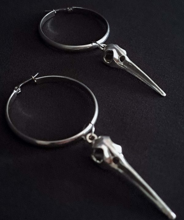 Birdskull Hoop Earrings 40mmx4mm - Image 9