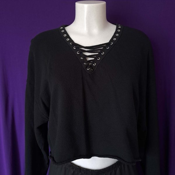 Lace-up V-Neck Sweatshirt - Image 4