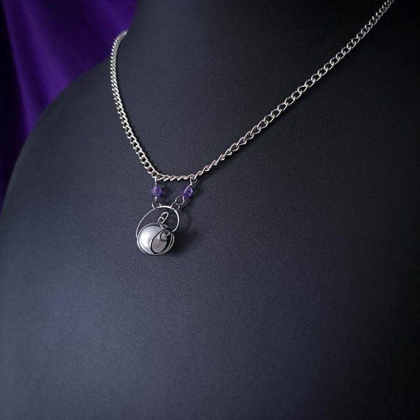Elven Pearl Necklace - Pearl & Purple Crystals - Image 7