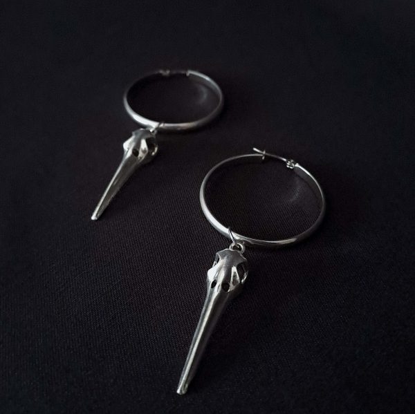 Birdskull Hoop Earrings 40mmx4mm - Image 8