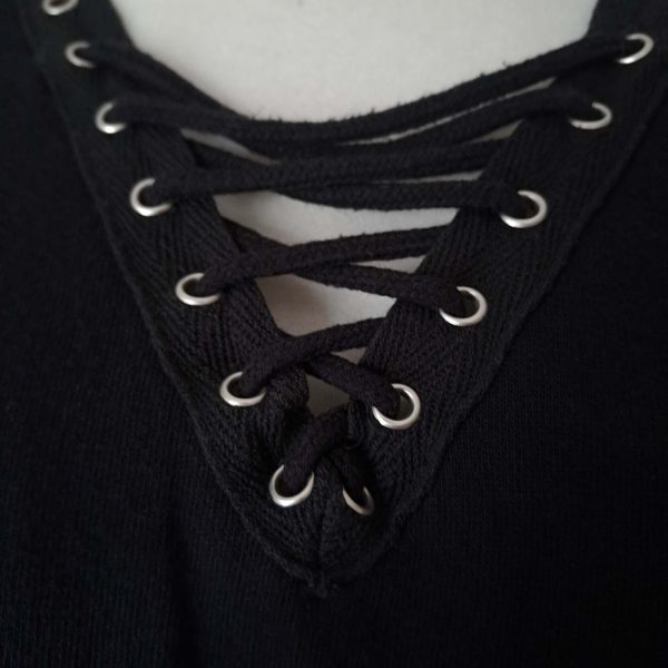 Lace-up V-Neck Sweatshirt - Image 3