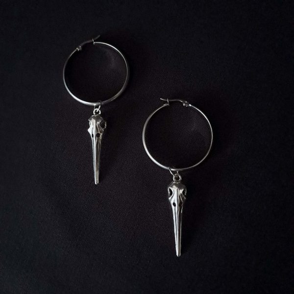 Birdskull Hoop Earrings 40mmx4mm - Image 7