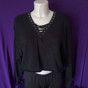 Lace-up V-Neck Sweatshirt