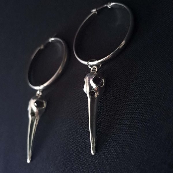 Birdskull Hoop Earrings 40mmx4mm - Image 5
