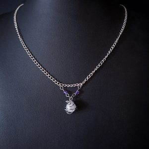 Elven Pearl Necklace - Pearl & Purple Crystals