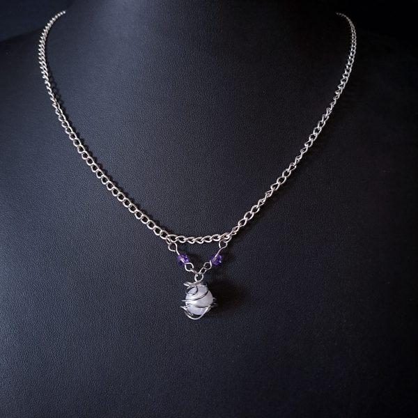 Elven Pearl Necklace - Pearl & Purple Crystals