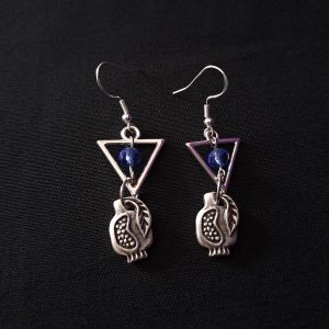 Pomegranates and Blue Crystal Earrings