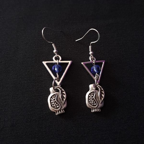 Pomegranates and Blue Crystal Earrings