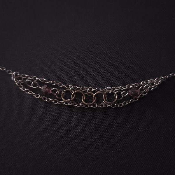 Bracelet - Chains, Copper Rings, Purple Crystals - Image 5
