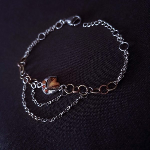 Mixed Metal Bracelet with Chains and Rings - Image 2