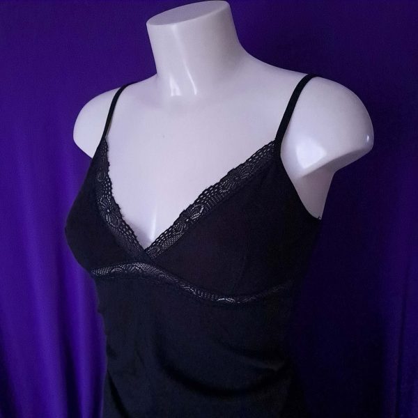Black Camisole Top with Lace - Image 2