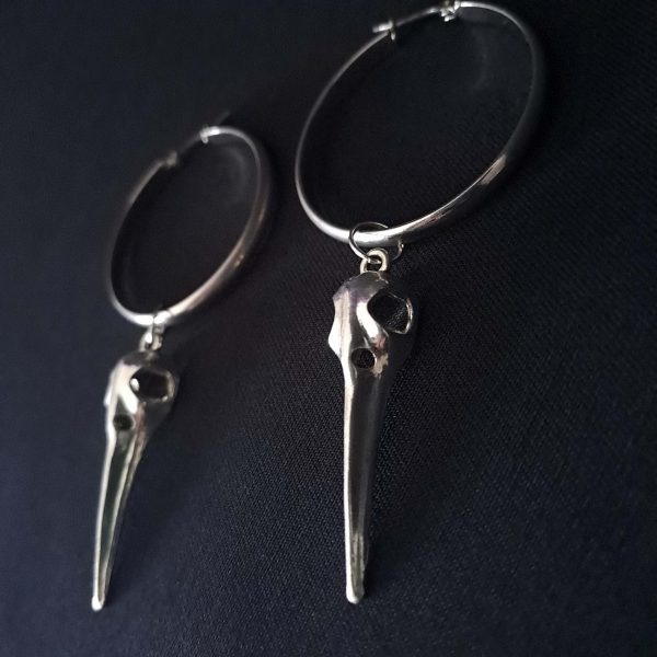 Birdskull Hoop Earrings 40mmx4mm - Image 4