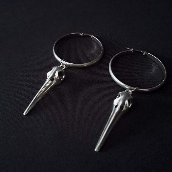 Birdskull Hoop Earrings 40mmx4mm - Image 3