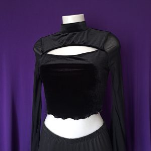 Velvet See-Through Cut-out Top