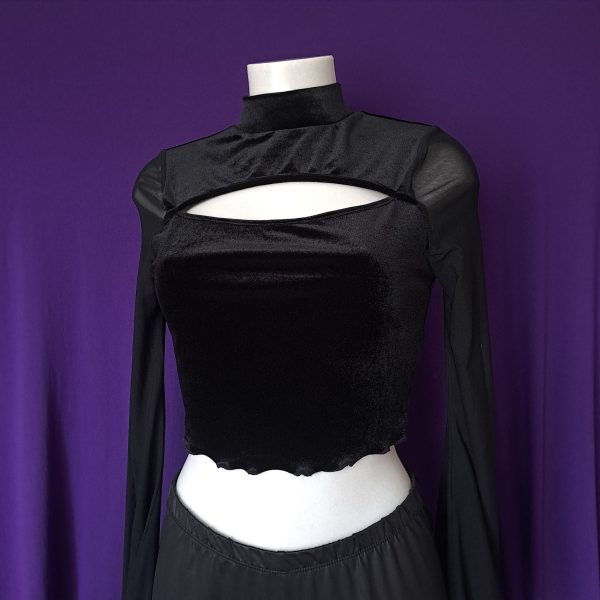 Velvet See-Through Cut-out Top