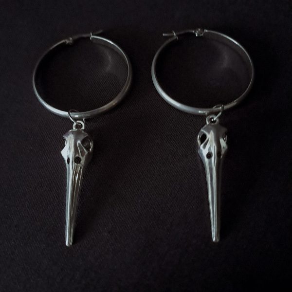 Birdskull Hoop Earrings 40mmx4mm - Image 2