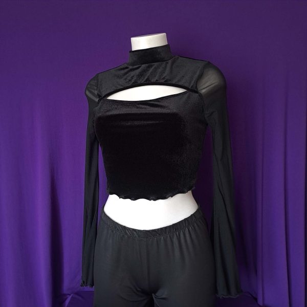 Velvet See-Through Cut-out Top - Image 5